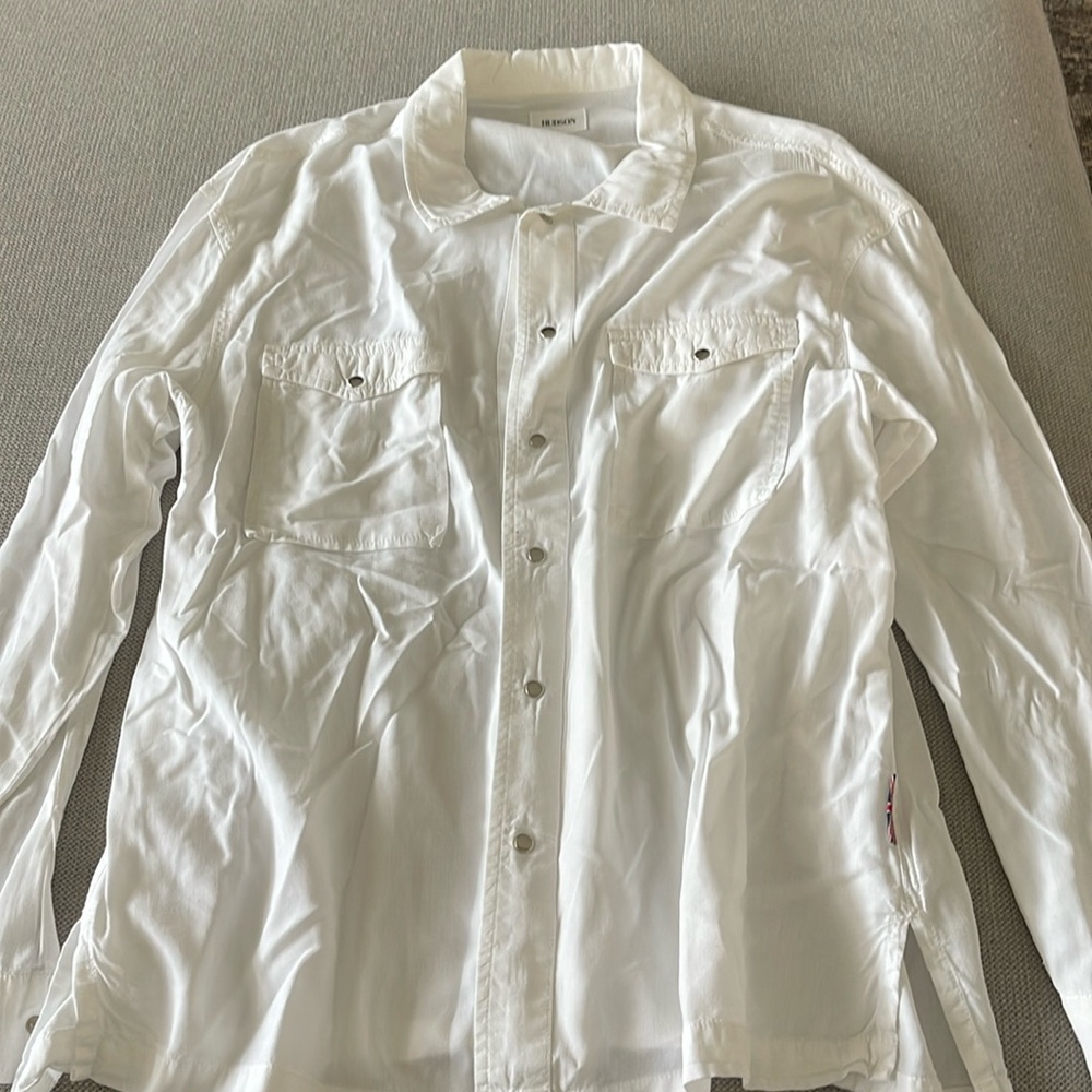 Hudson button down white shirt. Snap closures. Medium women